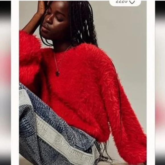 NWOT Free People Flurry Sweater in Red Size L - Picture 1 of 9